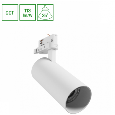 ANDROMEDA PRIME NA SZYNOPRZEWÓD 3F CCT 16W 230V 25st IP20 śr. 63x134x184mm BIAŁY SPECTRUM (SLI033038CCT_PW)